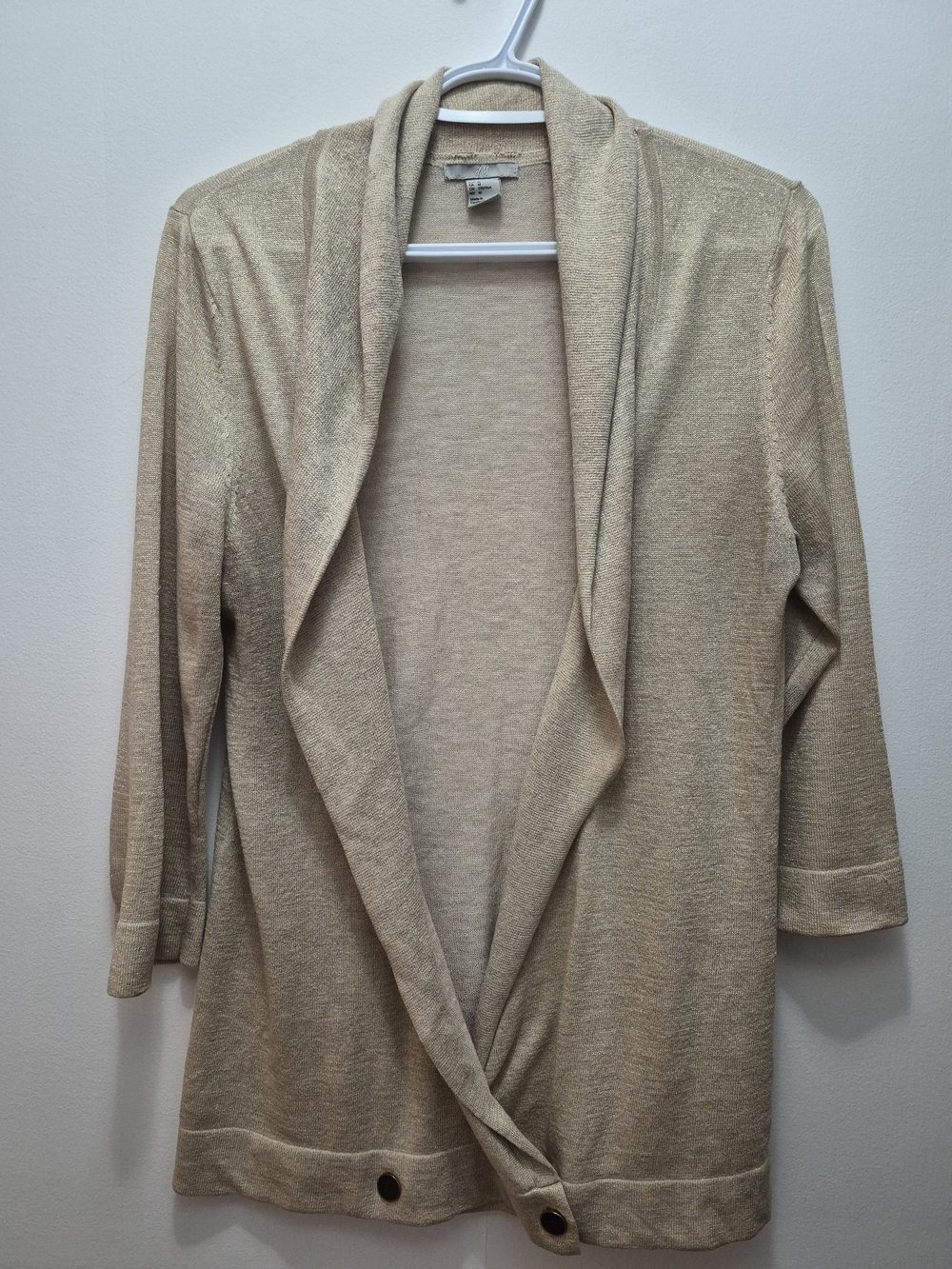 H&M Beige/Gold Open-Front Draped Women’s Cardigan